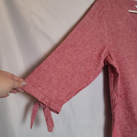 Christopher & Banks Linen Blend 3/4 Sleeve Pullover Tunic Top Heathered Red XL - Picture 4 of 10